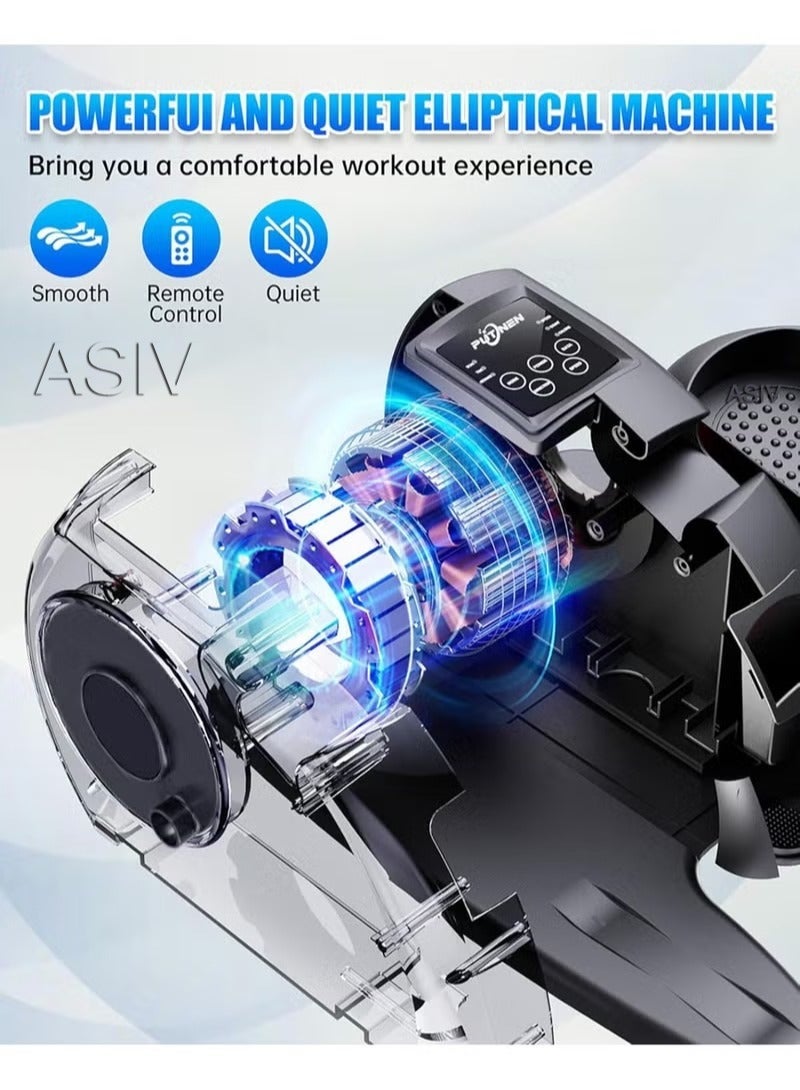 أسيف جهاز تمارين بيضاوي الشكل تحت المكتب، جهاز تمارين الساق البيضاوي لكبار السن، مجمع بالكامل، جهاز تمارين دواسة كهربائي محمول وهادئ مع جهاز تحكم عن بعد و12 سرعة قابلة للتعديل، أسود - Image 4